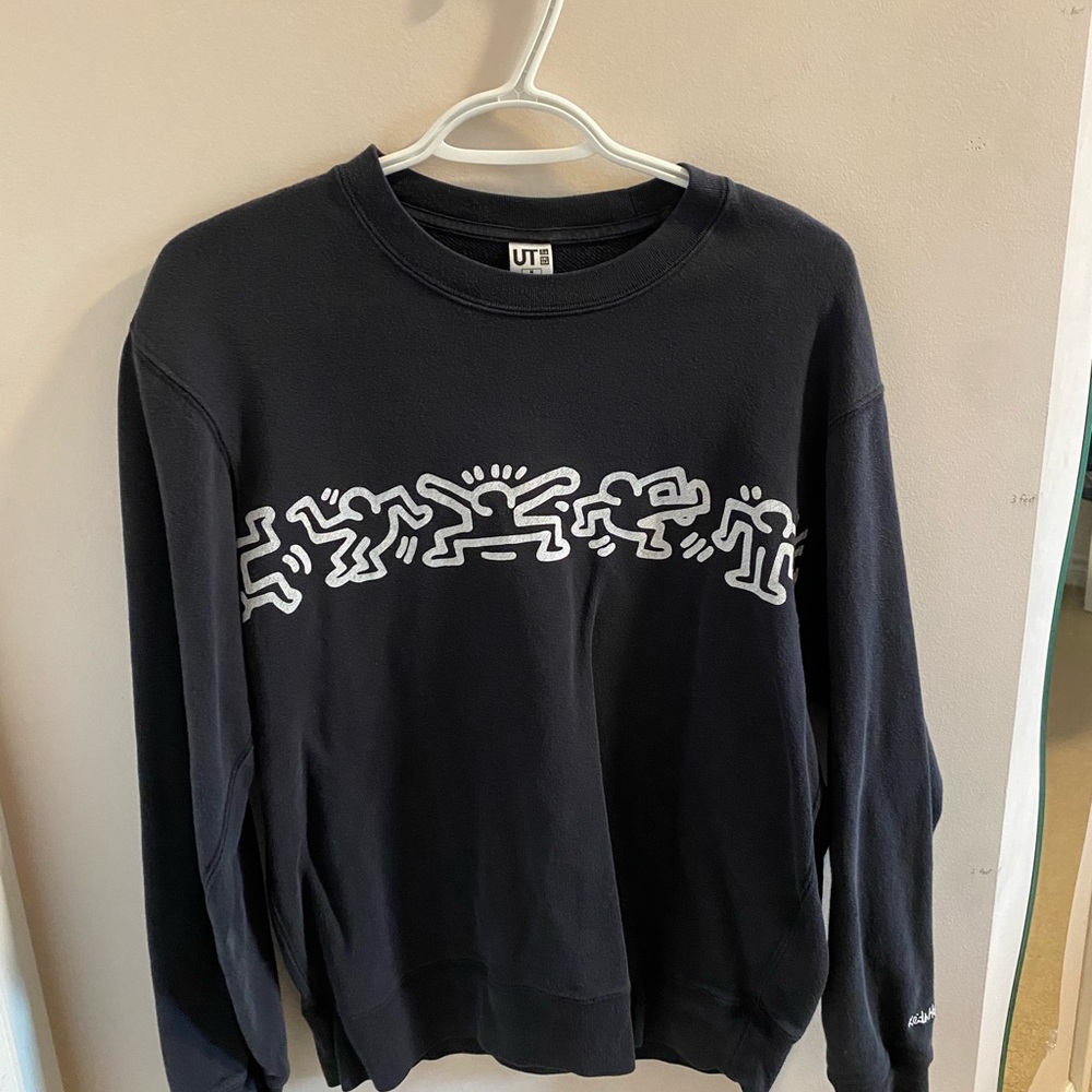 KEITH HARRING Uniqlo Graphic Black Crewneck Sweater